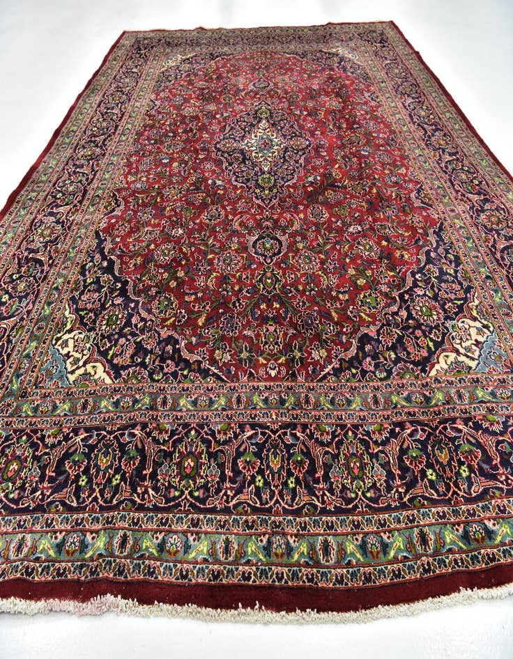 Detail image of  9' 8 x 12' 9  Hand Knotted Mashad Persian Wool Rug