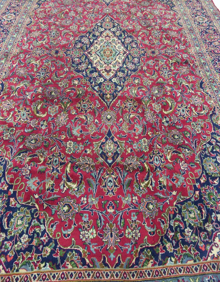 Detail image of  10' x 13'  Hand Knotted Mashad Persian Wool Rug