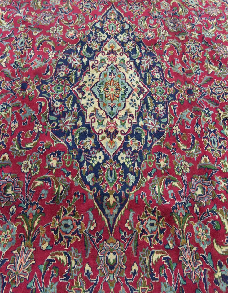Detail image of  10' x 13'  Hand Knotted Mashad Persian Wool Rug