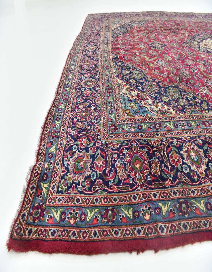 Detail image of  10' x 13'  Hand Knotted Mashad Persian Wool Rug