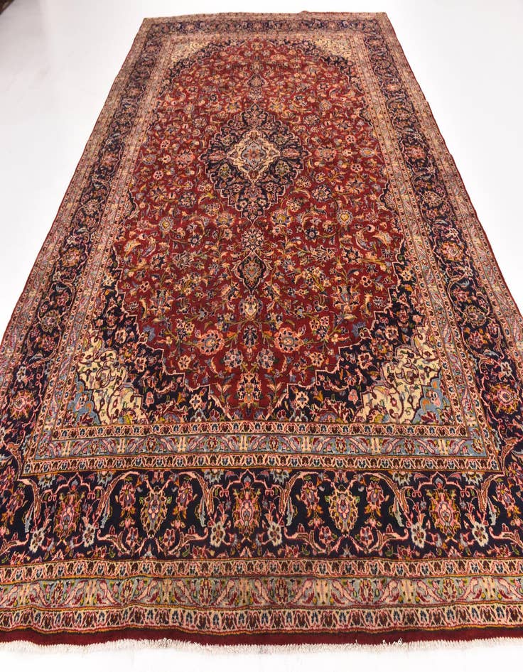 Detail image of  9' 10 x 13' 6  Hand Knotted Mashad Persian Wool Rug