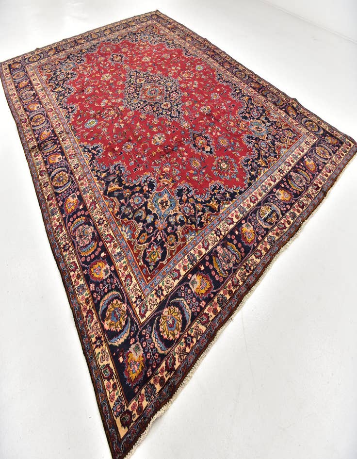 Detail image of  9' 8 x 13'  Hand Knotted Mashad Persian Wool Rug