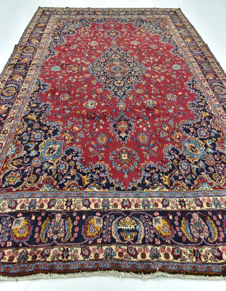 Detail image of  9' 8 x 13'  Hand Knotted Mashad Persian Wool Rug
