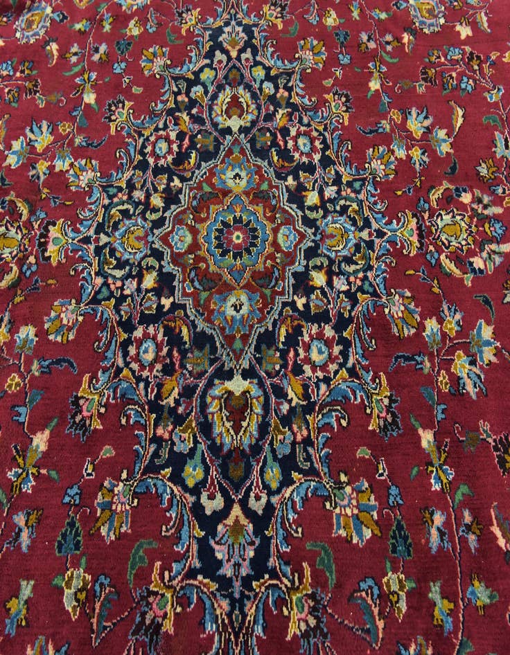 Detail image of  9' 8 x 13'  Hand Knotted Mashad Persian Wool Rug