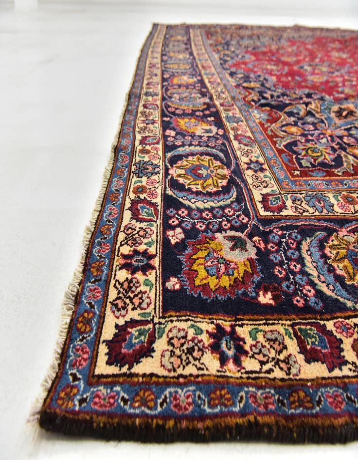 Detail image of  9' 8 x 13'  Hand Knotted Mashad Persian Wool Rug