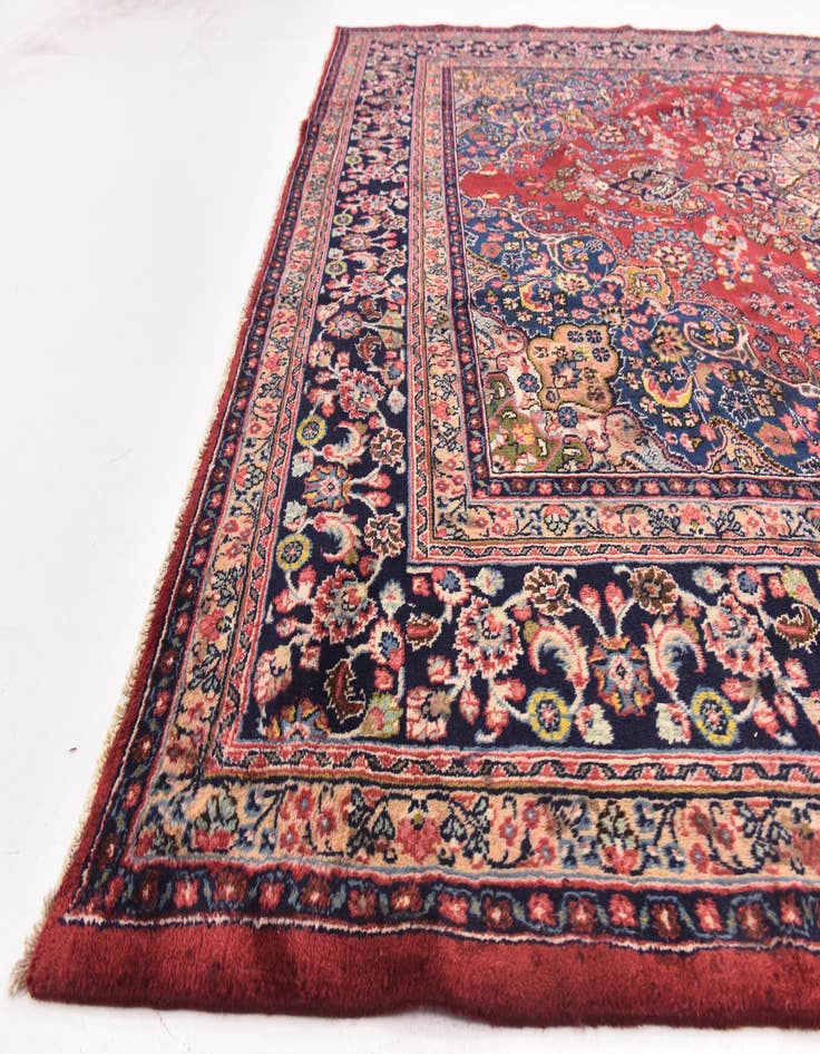 Detail image of  9' 8 x 12' 8  Hand Knotted Mashad Persian Wool Rug