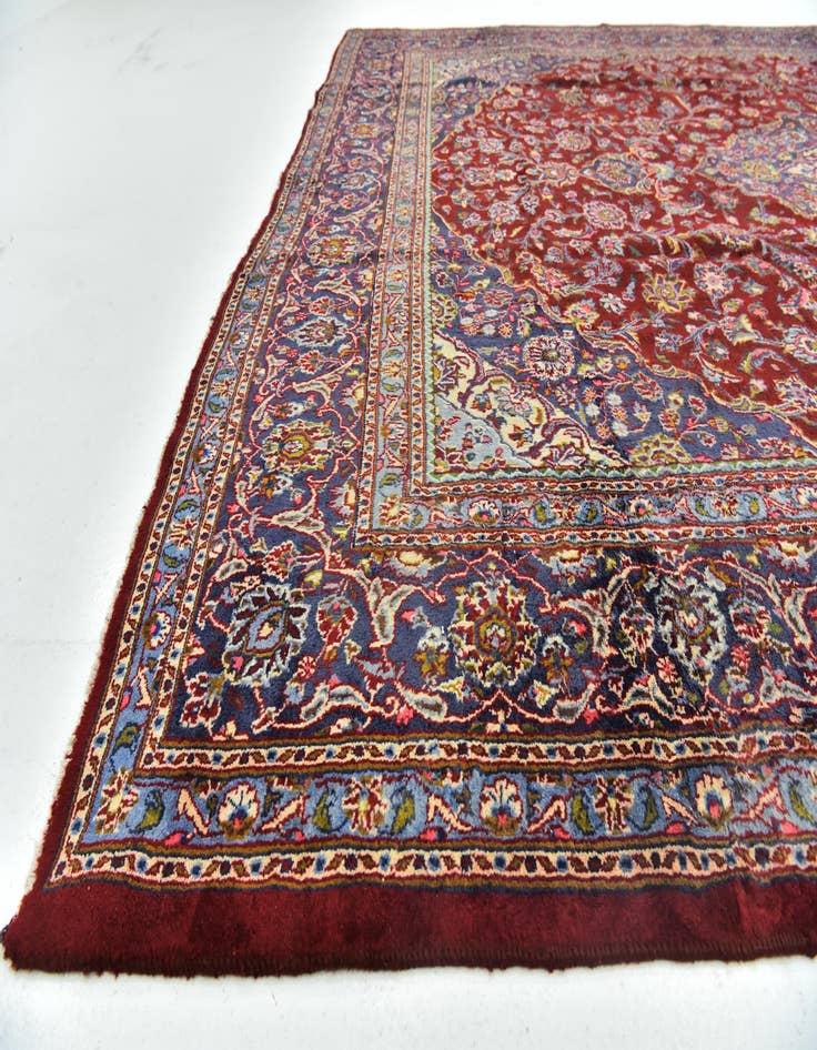 Detail image of  9' 6 x 12' 4  Hand Knotted Mashad Persian Wool Rug