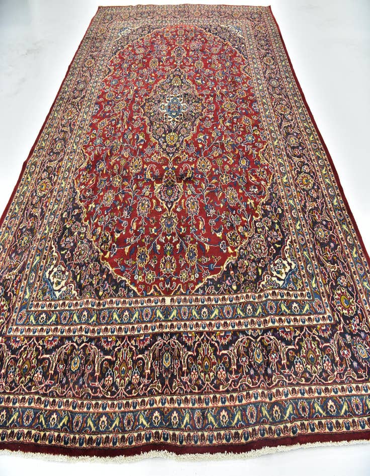 Detail image of  9' 6 x 12' 10  Hand Knotted Mashad Persian Wool Rug