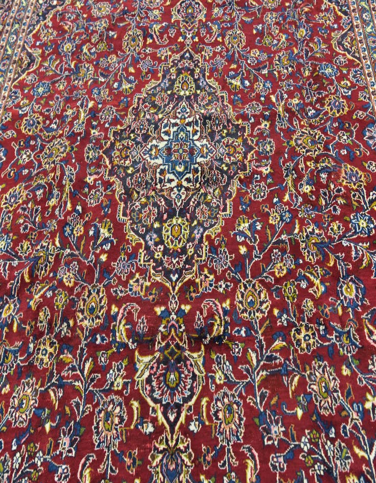 Detail image of  9' 6 x 12' 10  Hand Knotted Mashad Persian Wool Rug