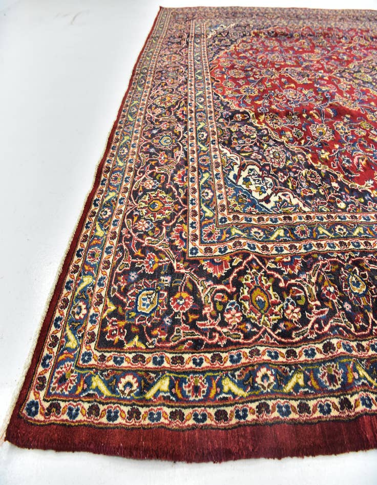 Detail image of  9' 6 x 12' 10  Hand Knotted Mashad Persian Wool Rug