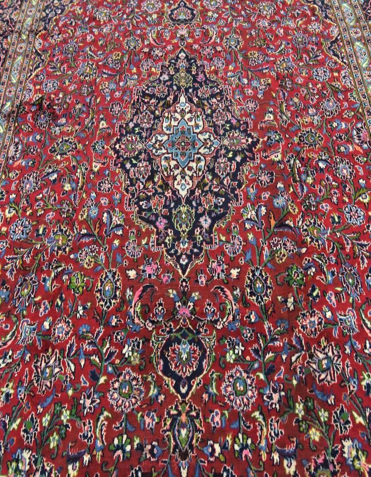 Detail image of  9' 6 x 12' 7  Hand Knotted Mashad Persian Wool Rug