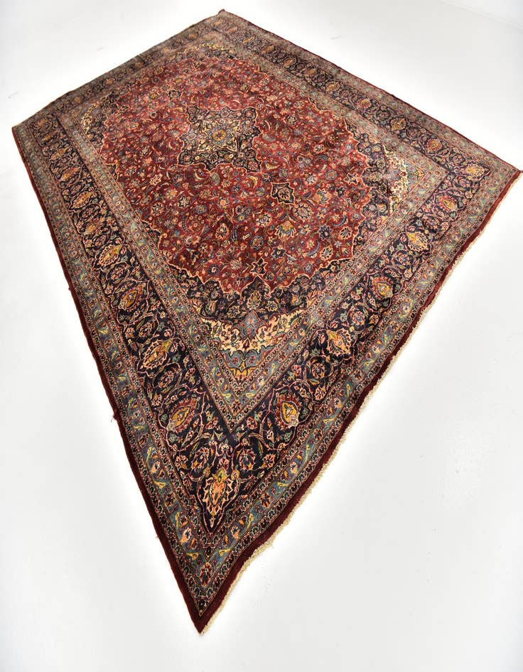 Detail image of  9' 9 x 13' 2  Hand Knotted Mashad Persian Wool Rug