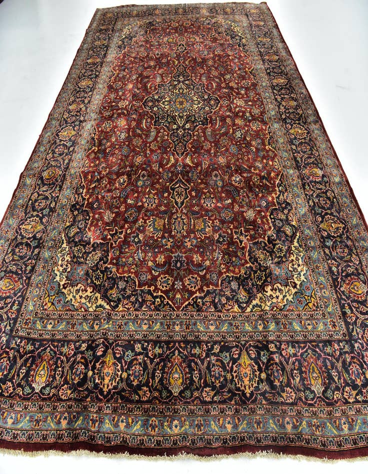 Detail image of  9' 9 x 13' 2  Hand Knotted Mashad Persian Wool Rug