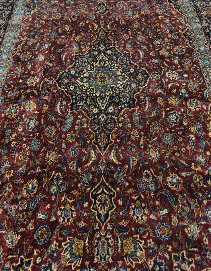 Detail image of  9' 9 x 13' 2  Hand Knotted Mashad Persian Wool Rug