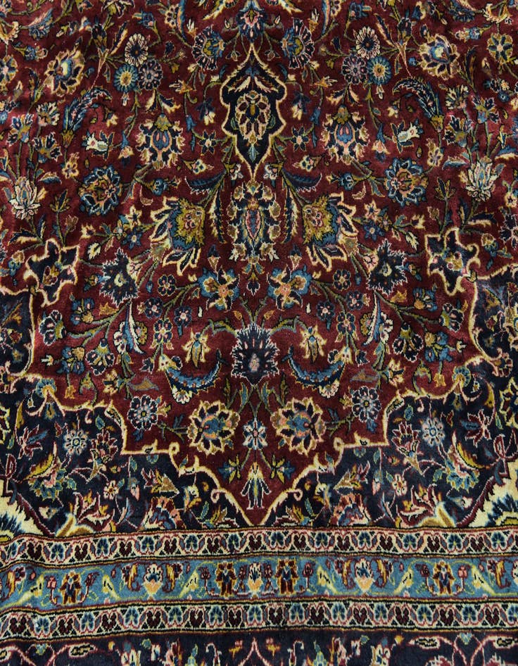 Detail image of  9' 9 x 13' 2  Hand Knotted Mashad Persian Wool Rug