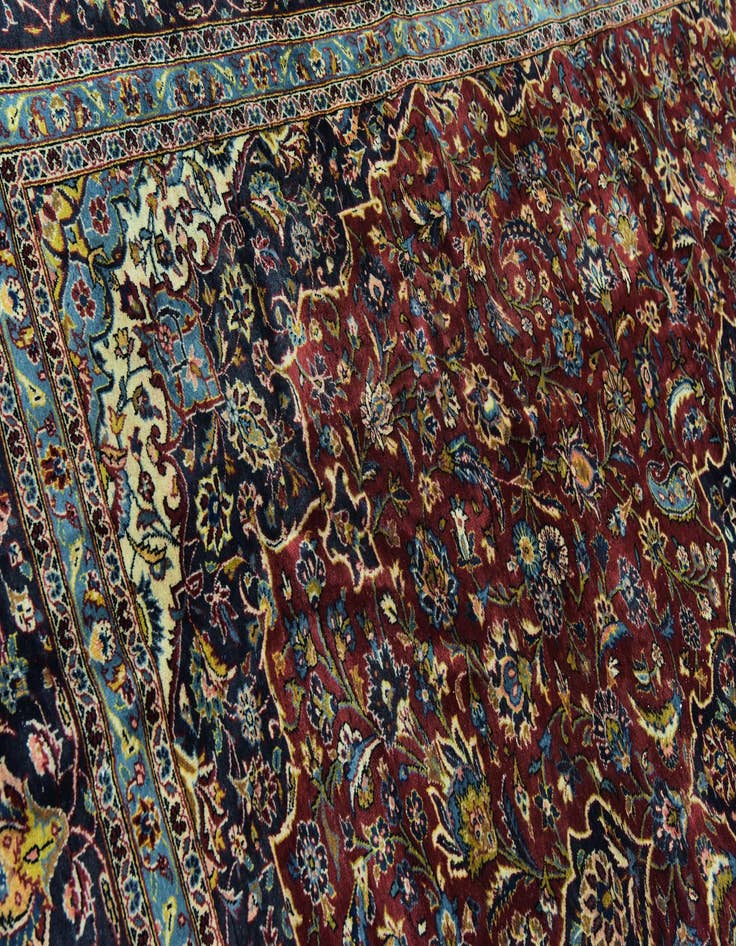 Detail image of  9' 9 x 13' 2  Hand Knotted Mashad Persian Wool Rug