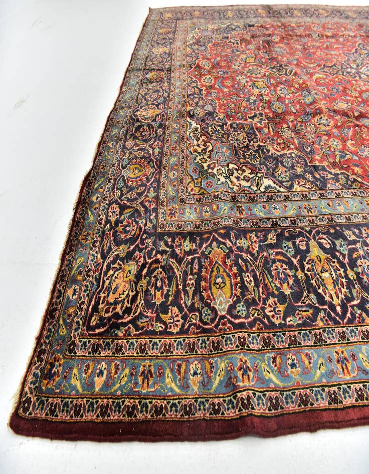 Detail image of  9' 9 x 13' 2  Hand Knotted Mashad Persian Wool Rug