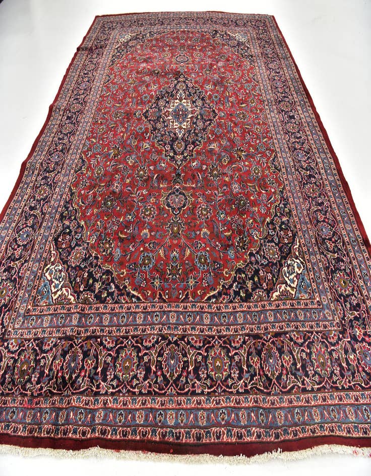 Detail image of  9' 9 x 12' 7  Hand Knotted Mashad Persian Wool Rug