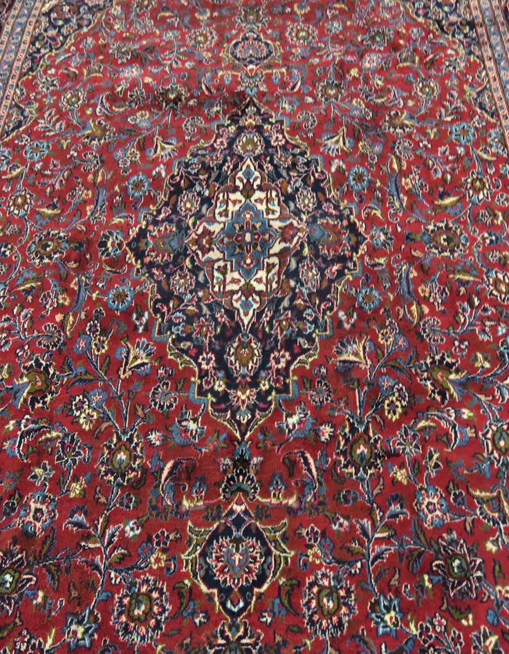 Detail image of  9' 9 x 12' 7  Hand Knotted Mashad Persian Wool Rug