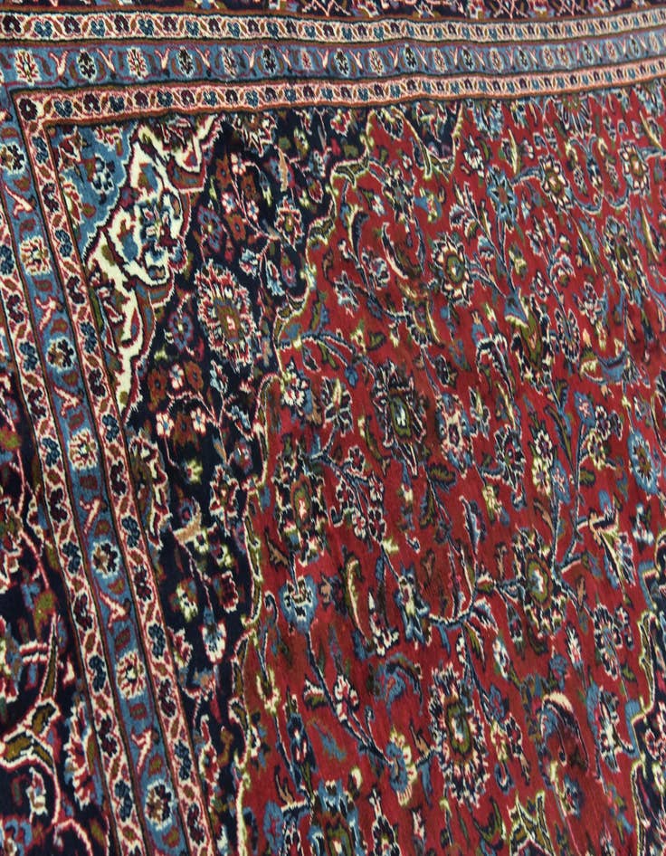 Detail image of  9' 9 x 12' 7  Hand Knotted Mashad Persian Wool Rug