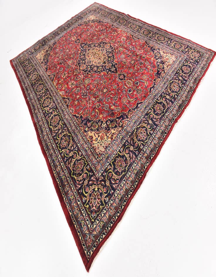 Detail image of  9' 9 x 12' 8  Hand Knotted Mashad Persian Wool Rug