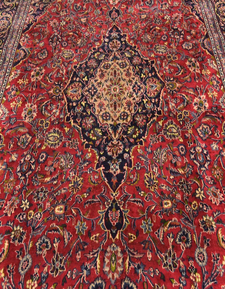 Detail image of  9' 9 x 12' 8  Hand Knotted Mashad Persian Wool Rug