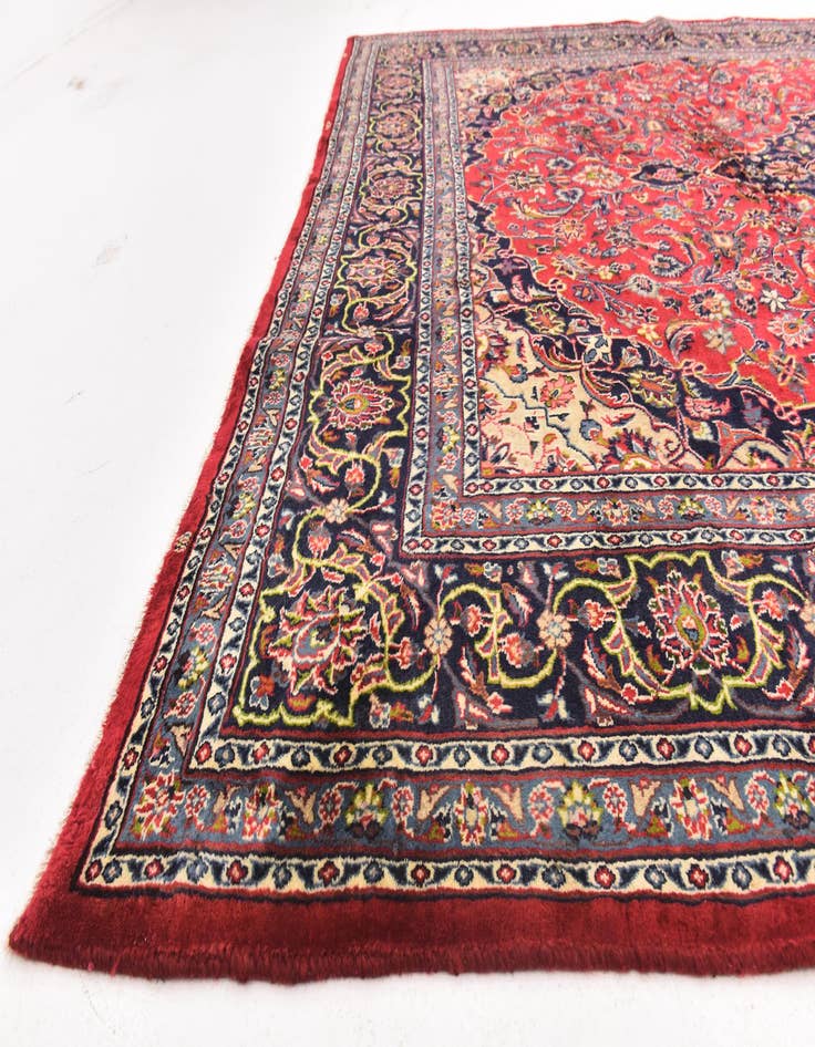 Detail image of  9' 9 x 12' 8  Hand Knotted Mashad Persian Wool Rug