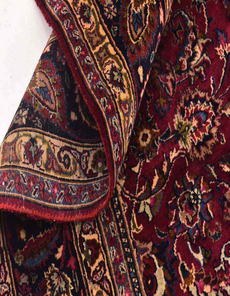 Detail image of  9' 8 x 13'  Hand Knotted Mashad Persian Wool Rug