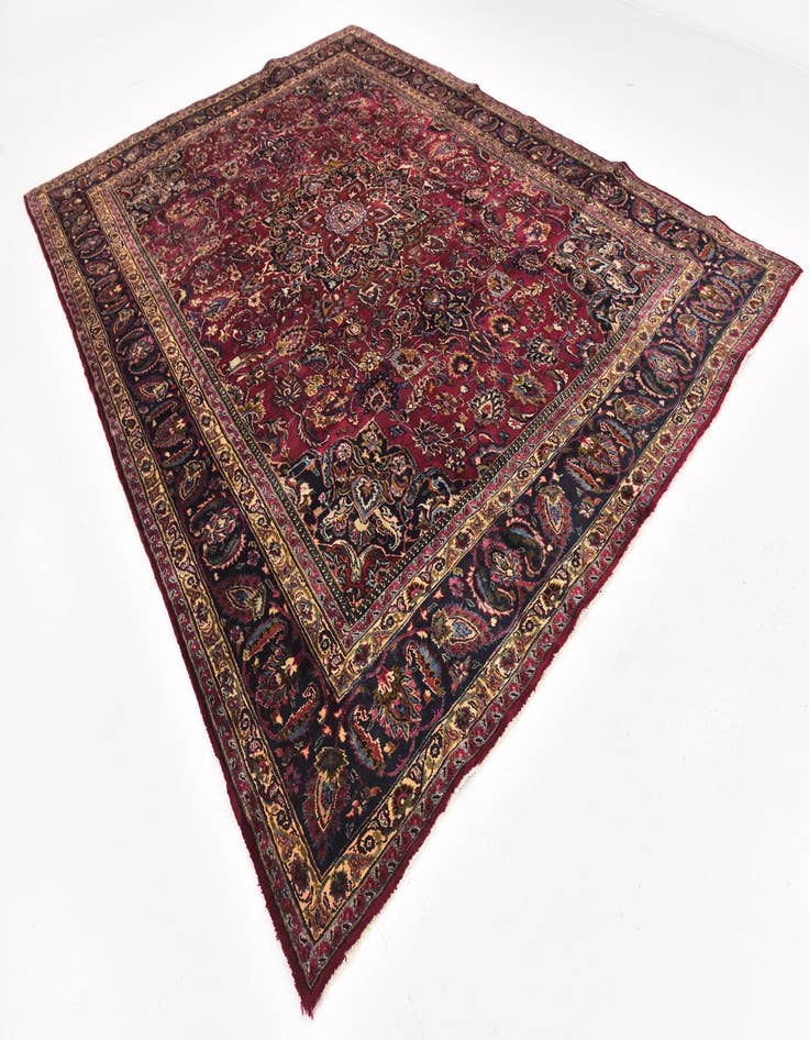 Detail image of  9' 8 x 13'  Hand Knotted Mashad Persian Wool Rug