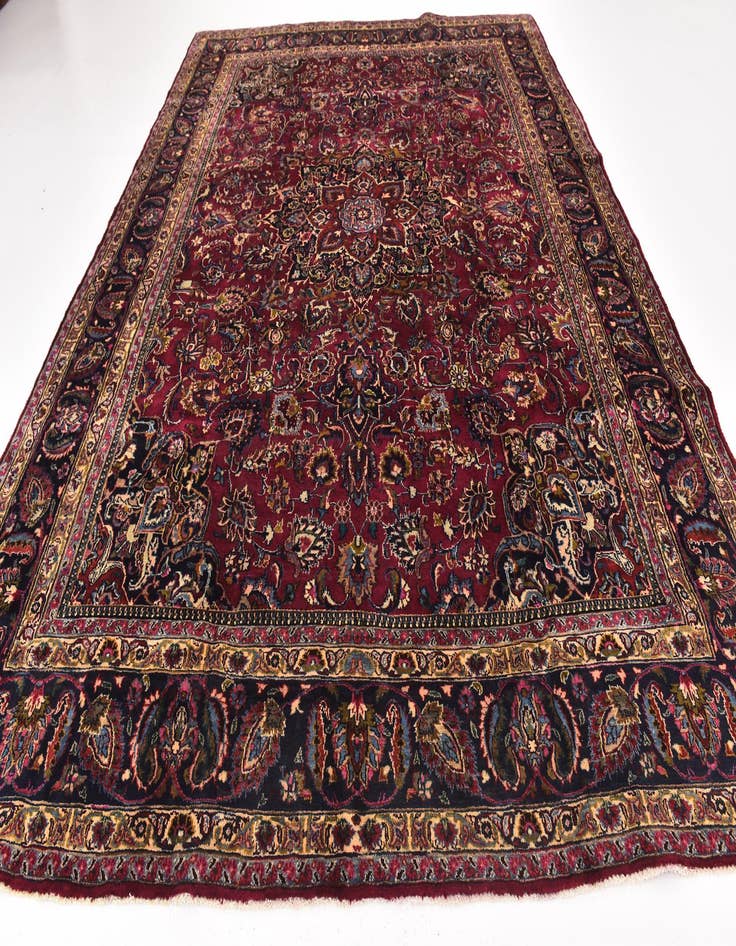 Detail image of  9' 8 x 13'  Hand Knotted Mashad Persian Wool Rug