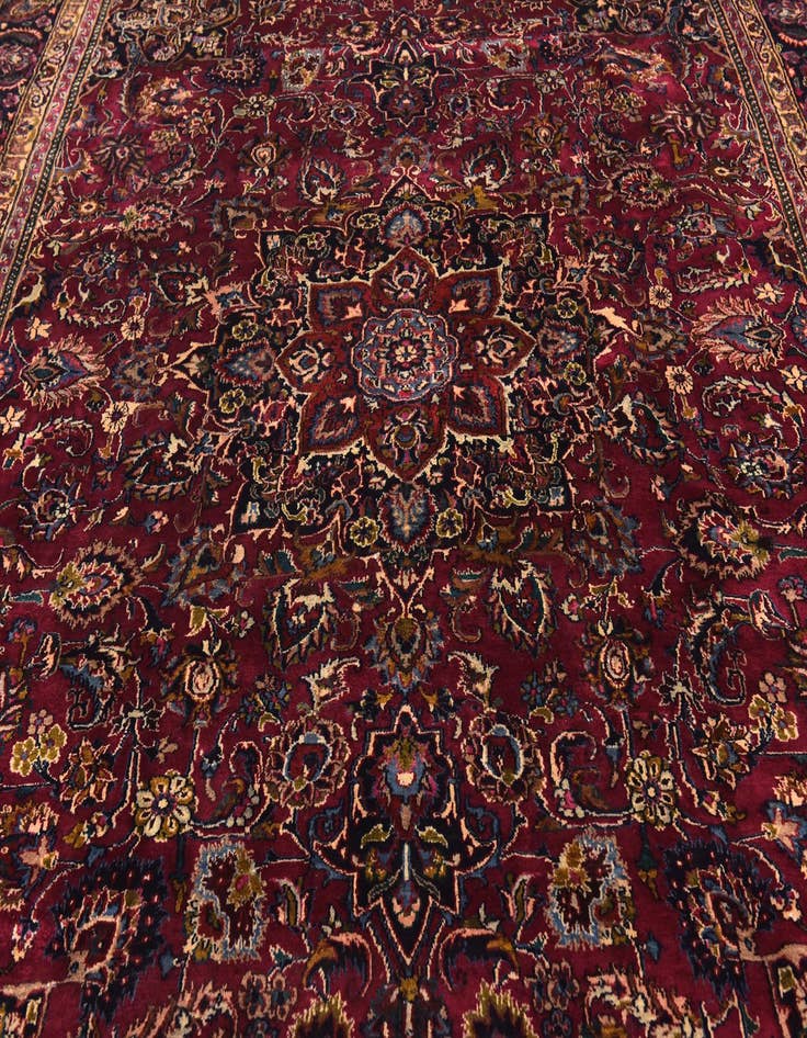 Detail image of  9' 8 x 13'  Hand Knotted Mashad Persian Wool Rug