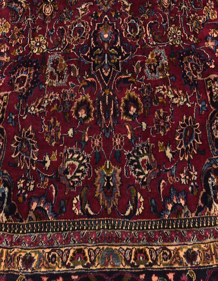 Detail image of  9' 8 x 13'  Hand Knotted Mashad Persian Wool Rug