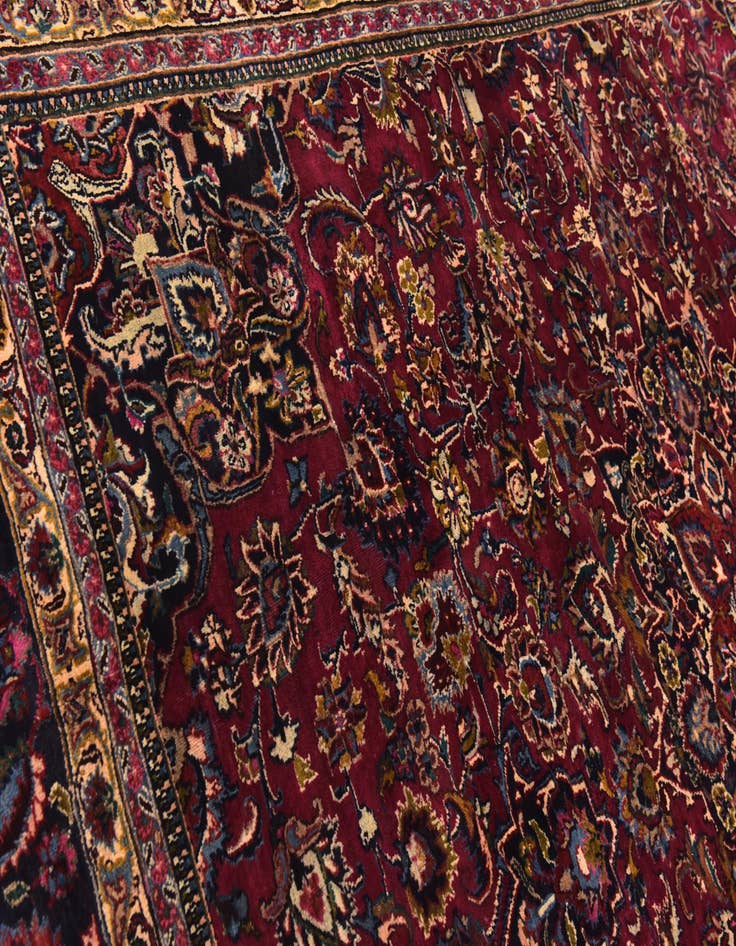 Detail image of  9' 8 x 13'  Hand Knotted Mashad Persian Wool Rug