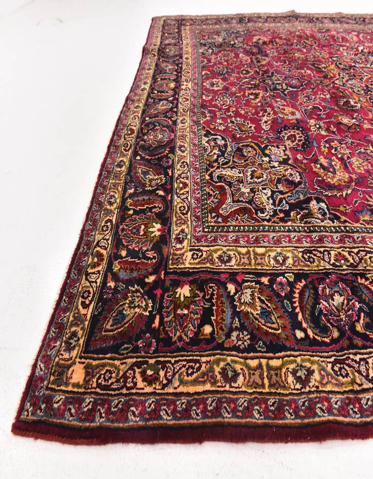 Detail image of  9' 8 x 13'  Hand Knotted Mashad Persian Wool Rug