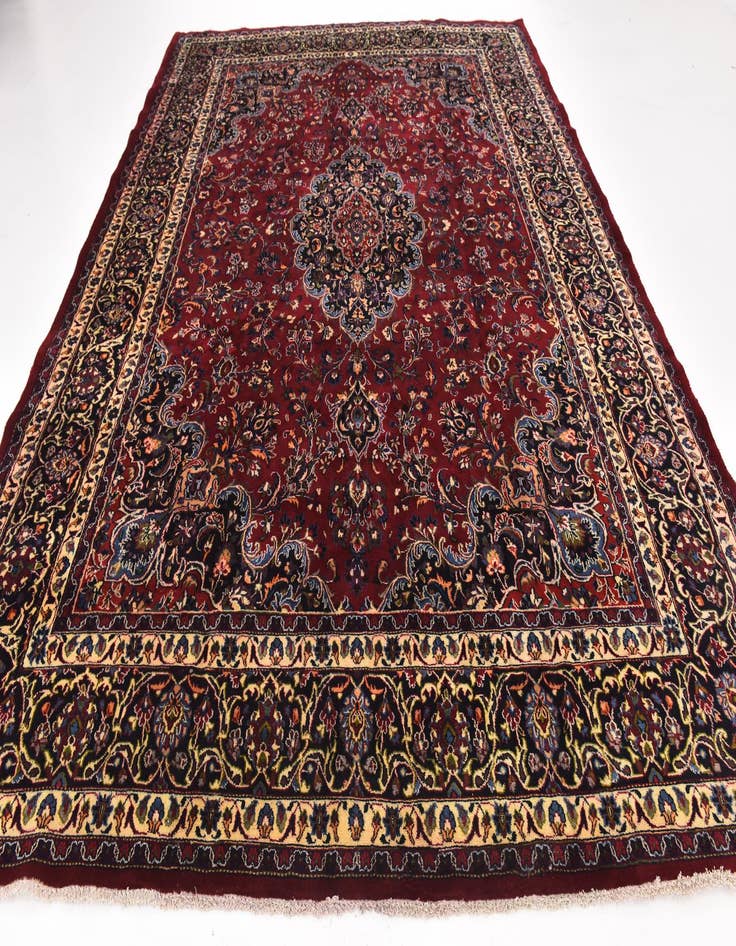 Detail image of  9' 9 x 12' 8  Hand Knotted Mashad Persian Wool Rug