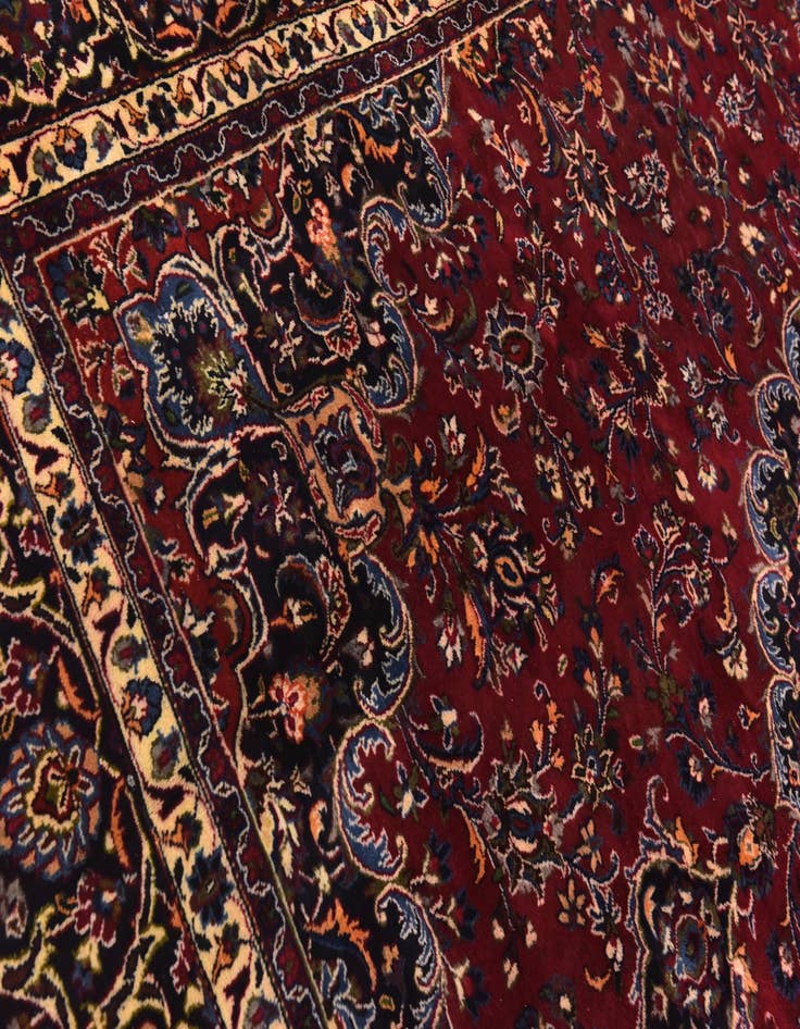 Detail image of  9' 9 x 12' 8  Hand Knotted Mashad Persian Wool Rug