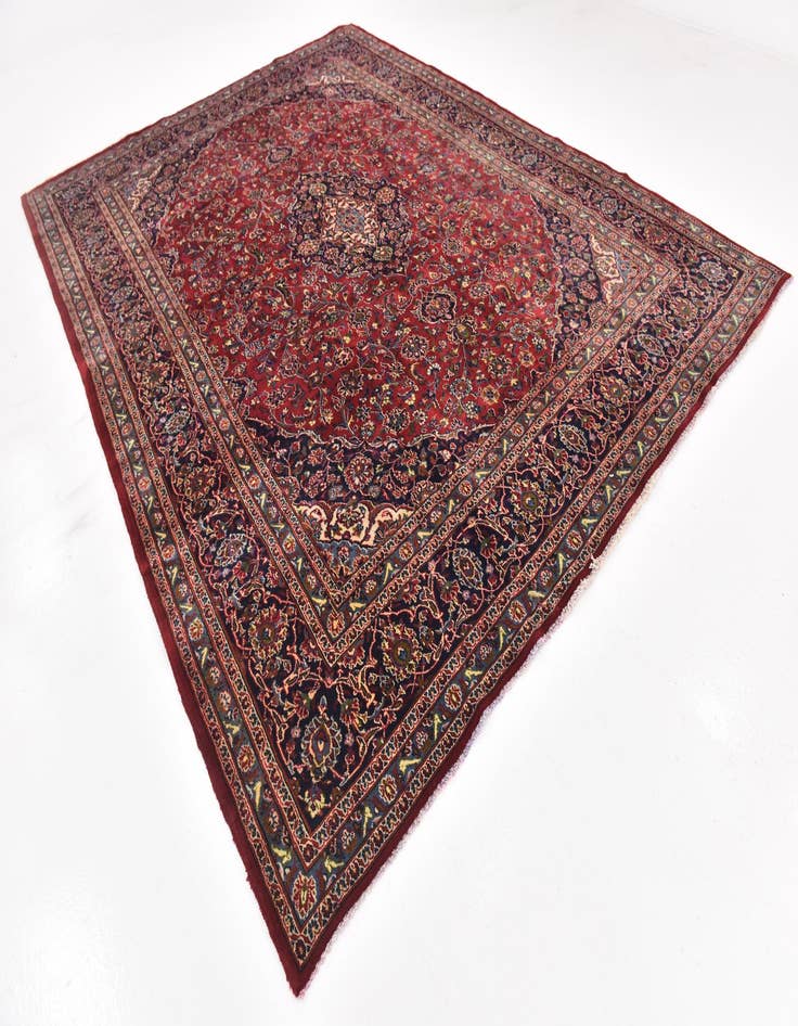 Detail image of  9' 9 x 12' 9  Hand Knotted Mashad Persian Wool Rug