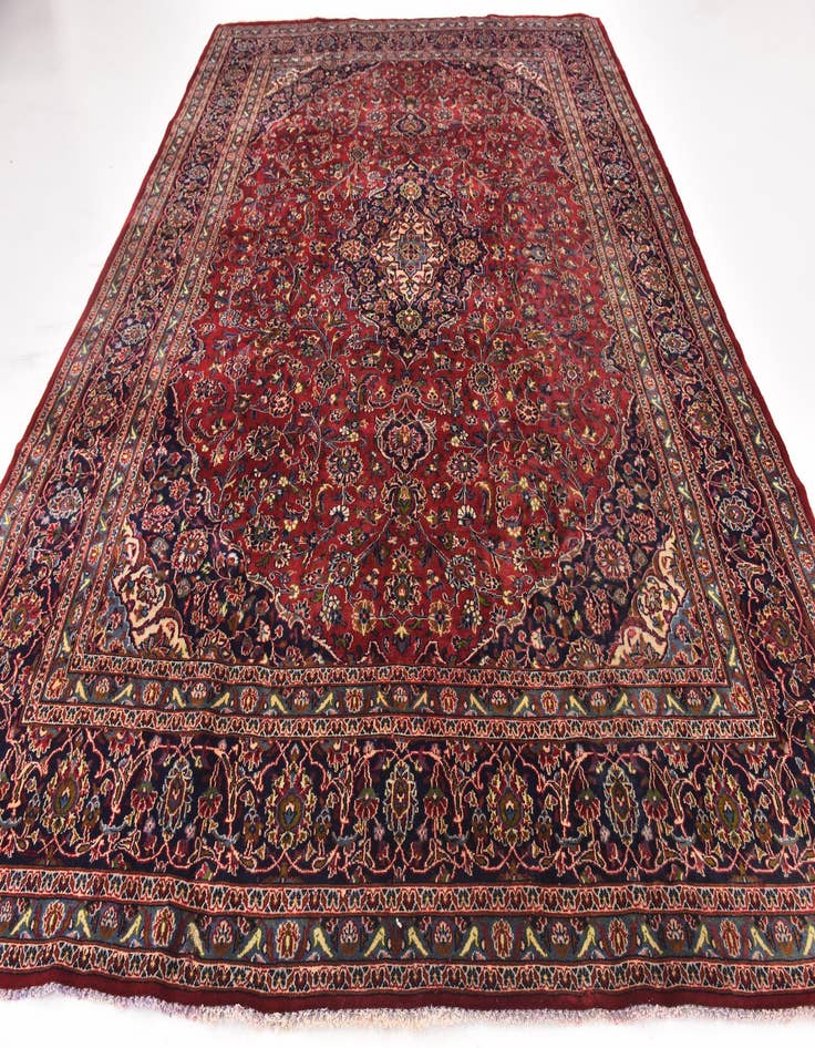 Detail image of  9' 9 x 12' 9  Hand Knotted Mashad Persian Wool Rug