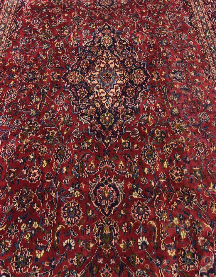 Detail image of  9' 9 x 12' 9  Hand Knotted Mashad Persian Wool Rug