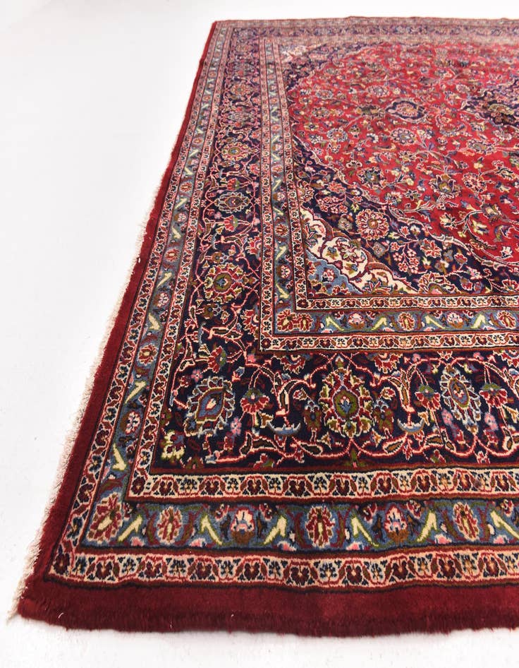 Detail image of  9' 9 x 12' 9  Hand Knotted Mashad Persian Wool Rug