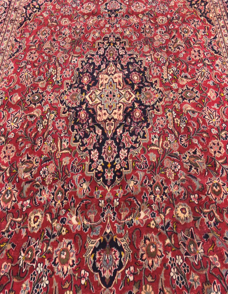 Detail image of  9' 6 x 13'  Hand Knotted Mashad Persian Wool Rug