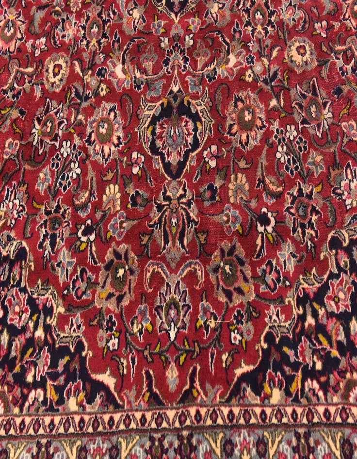 Detail image of  9' 6 x 13'  Hand Knotted Mashad Persian Wool Rug