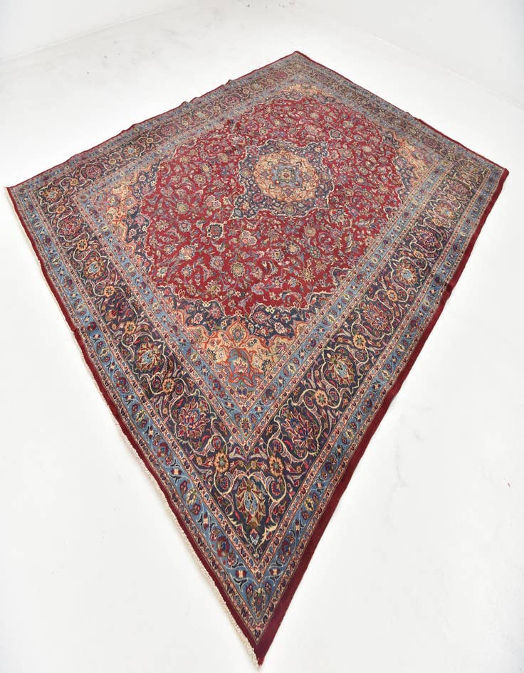 Detail image of  9' 9 x 12' 9  Hand Knotted Mashad Persian Wool Rug