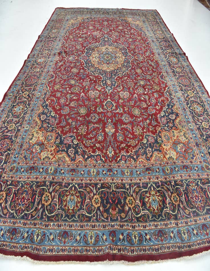 Detail image of  9' 9 x 12' 9  Hand Knotted Mashad Persian Wool Rug