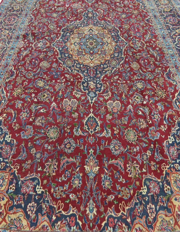 Detail image of  9' 9 x 12' 9  Hand Knotted Mashad Persian Wool Rug