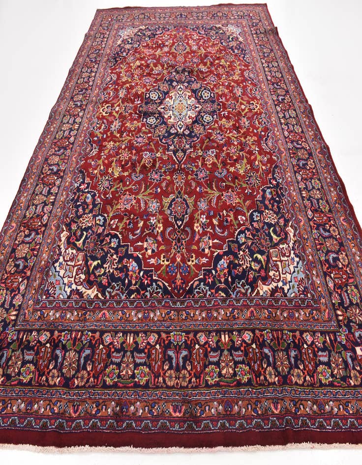 Detail image of  9' 8 x 12' 10  Hand Knotted Mashad Persian Wool Rug