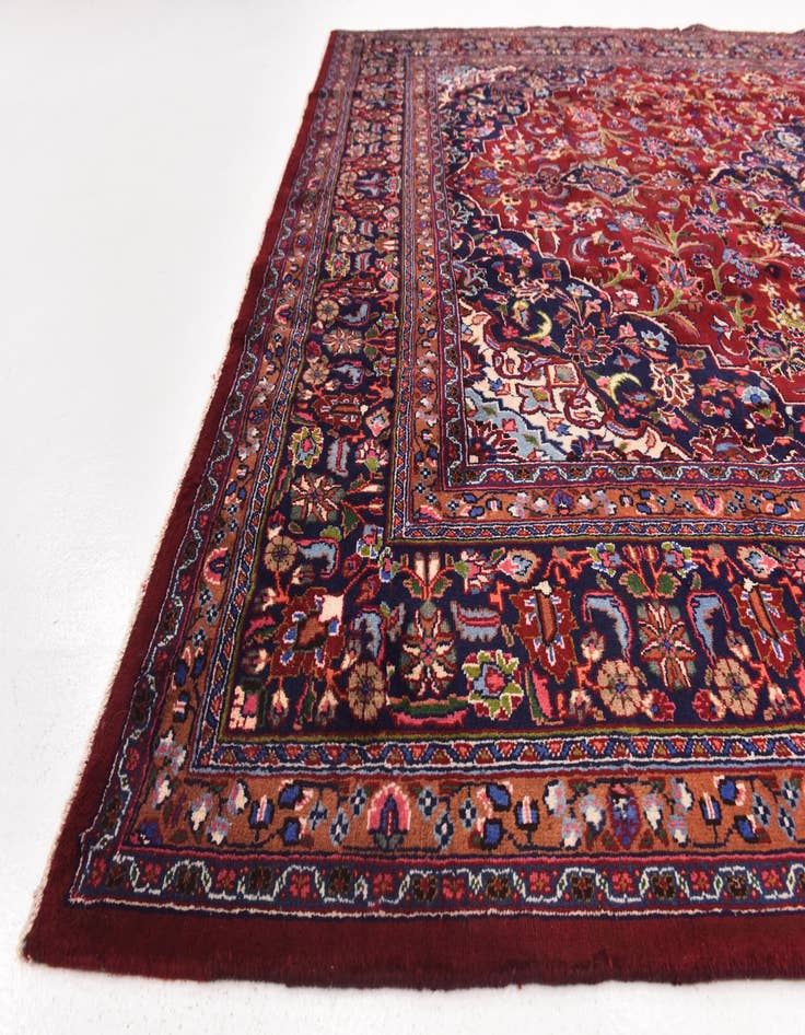 Detail image of  9' 8 x 12' 10  Hand Knotted Mashad Persian Wool Rug