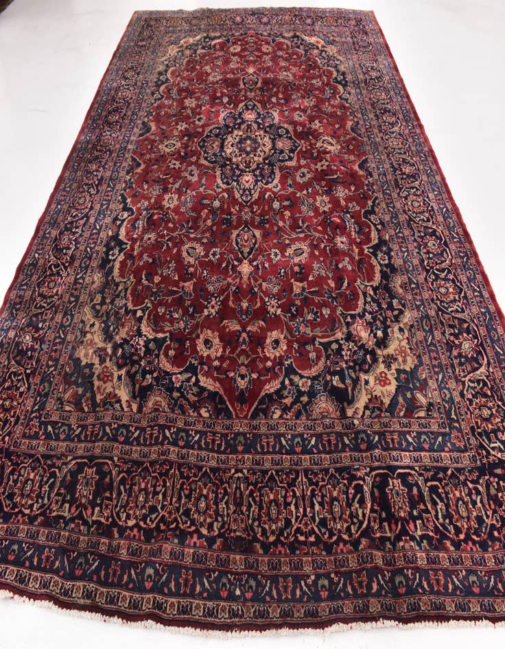 Detail image of  9' 10 x 12' 8  Hand Knotted Mashad Persian Wool Rug