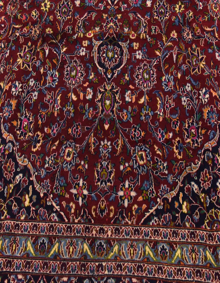 Detail image of  9' 9 x 12' 6  Hand Knotted Mashad Persian Wool Rug