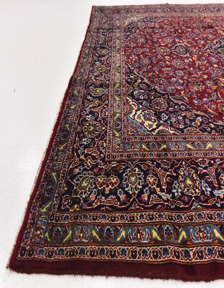 Detail image of  9' 9 x 12' 6  Hand Knotted Mashad Persian Wool Rug